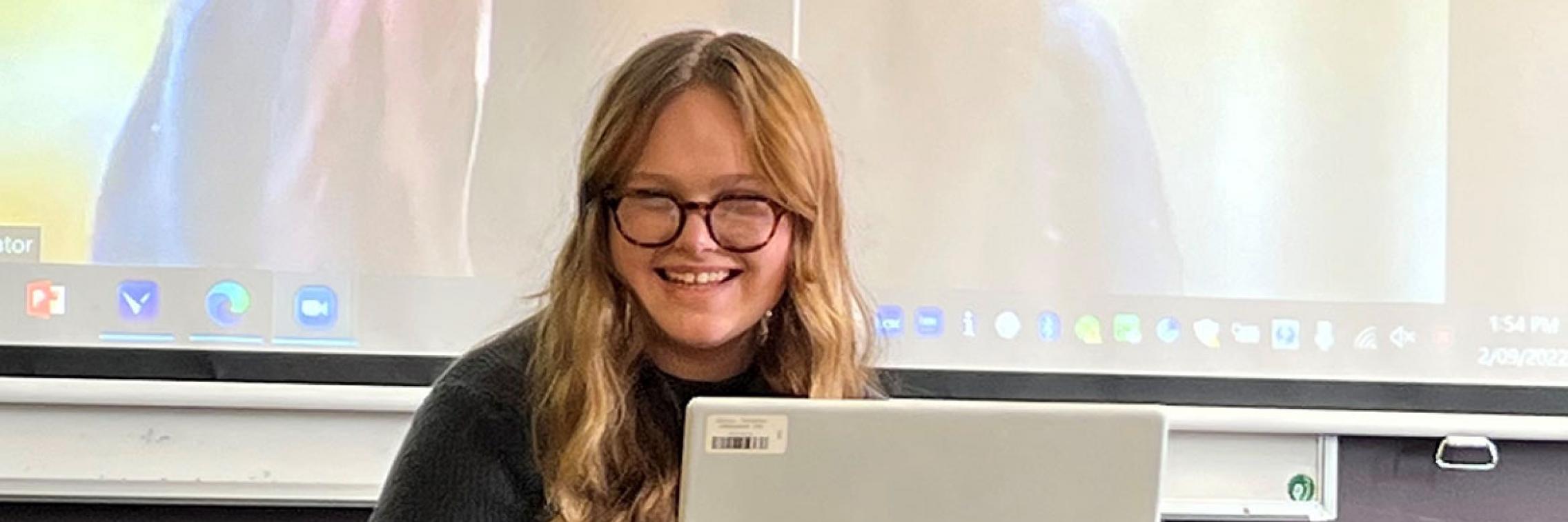 Student in class