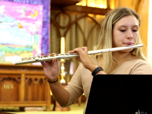 Student performing on flute