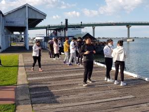 Students visiting the Goolwa Wharf