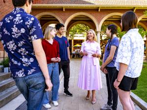 USC Principal, Anita Zocchi with Students