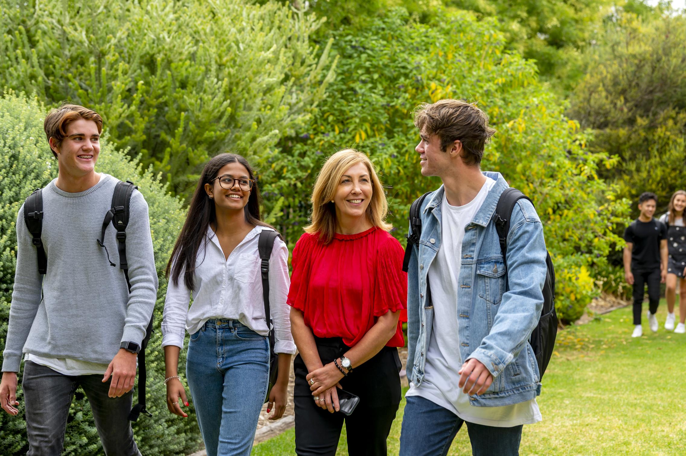 Student walking on campus