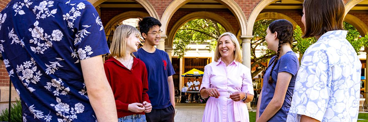 USC Principal, Anita Zocchi with Students